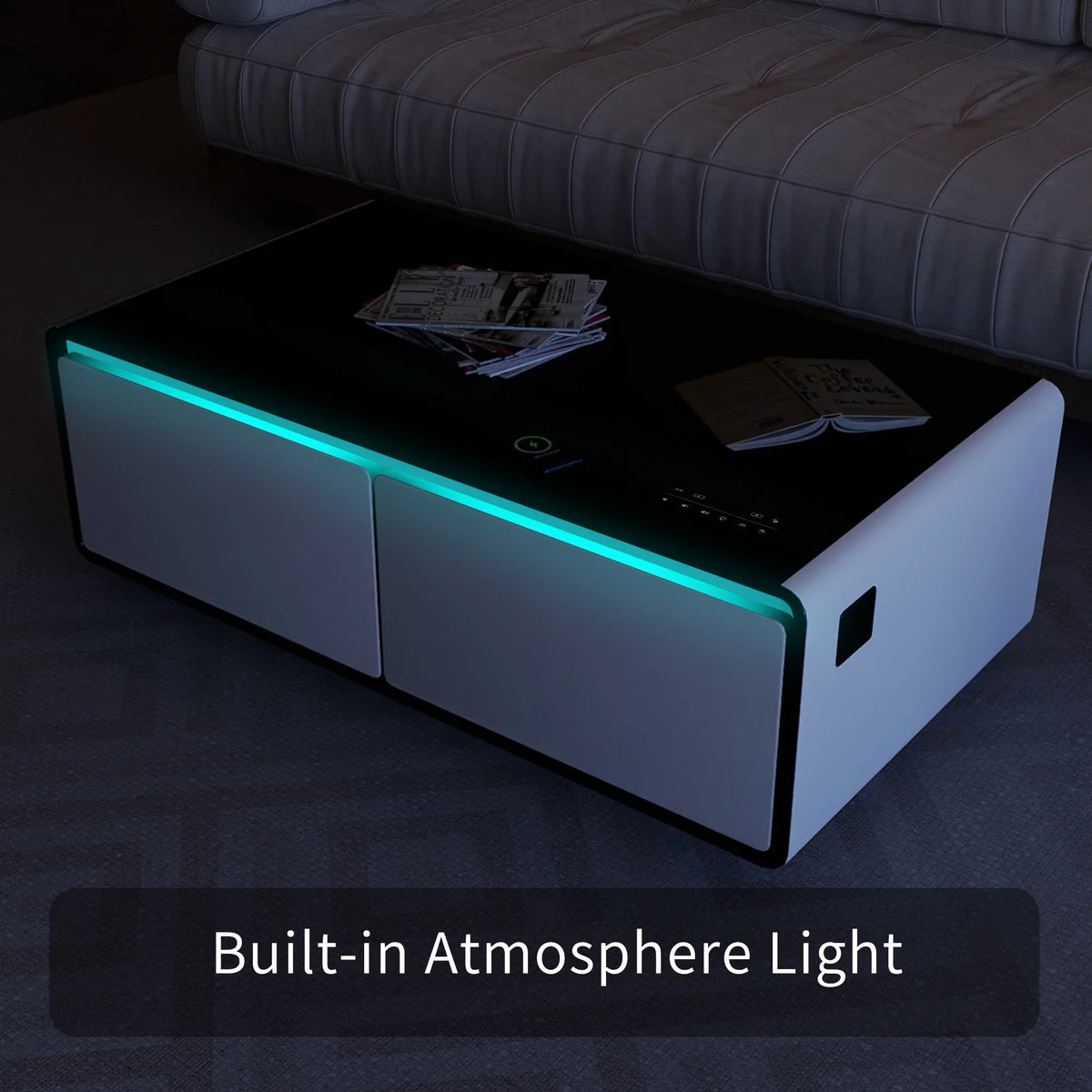 Control Speaker, Protection, Smart White Charging Built-in Fridge, with Outlet Table Bluetooth Coffee Touch Module, Wireless Power light, Panel, Socket, USB Modern Atmosphere Interface,