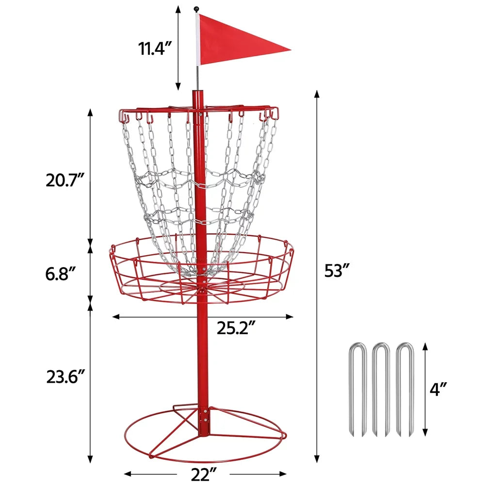 Metal Flying Disc Basket 12-Chain SmileMart Red Disc Portable Target, Golf Golf