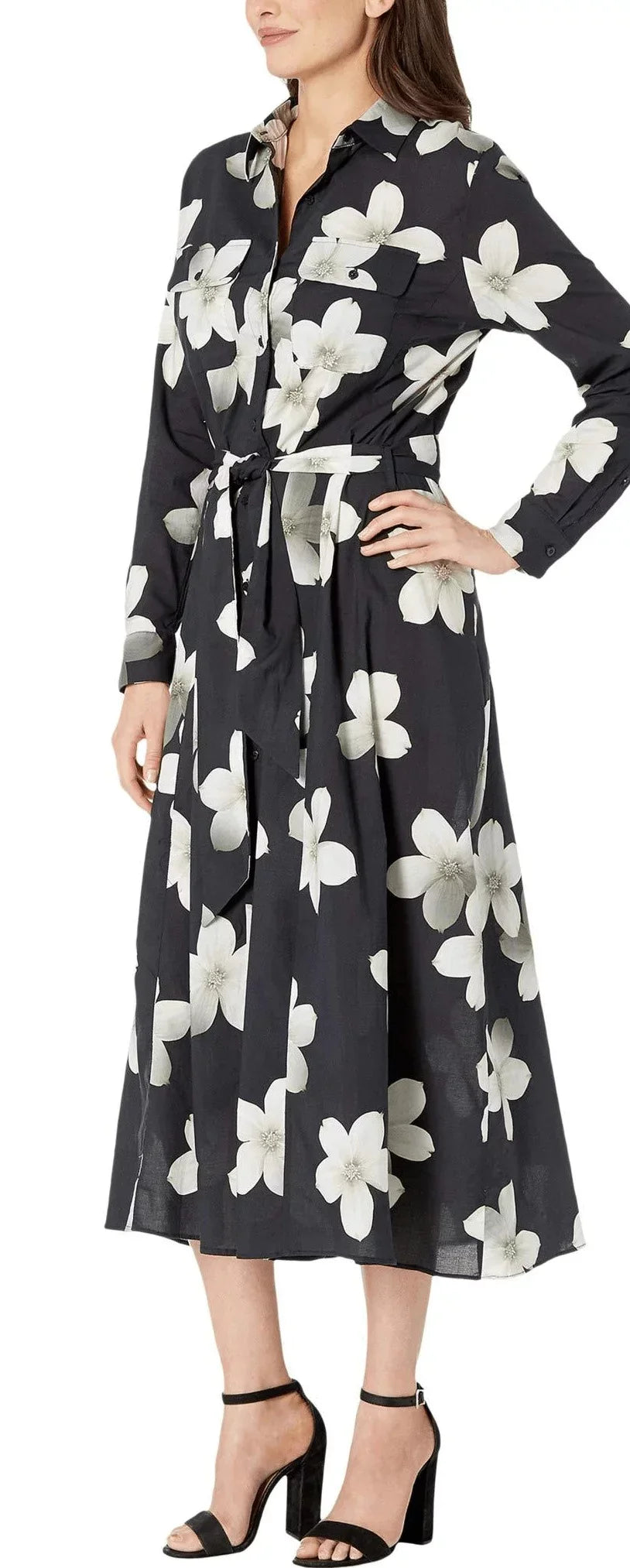 Villa BLACK/WHITE Maxi US Ralph Lauren X-Large Cover-up, Floral Shirtdress