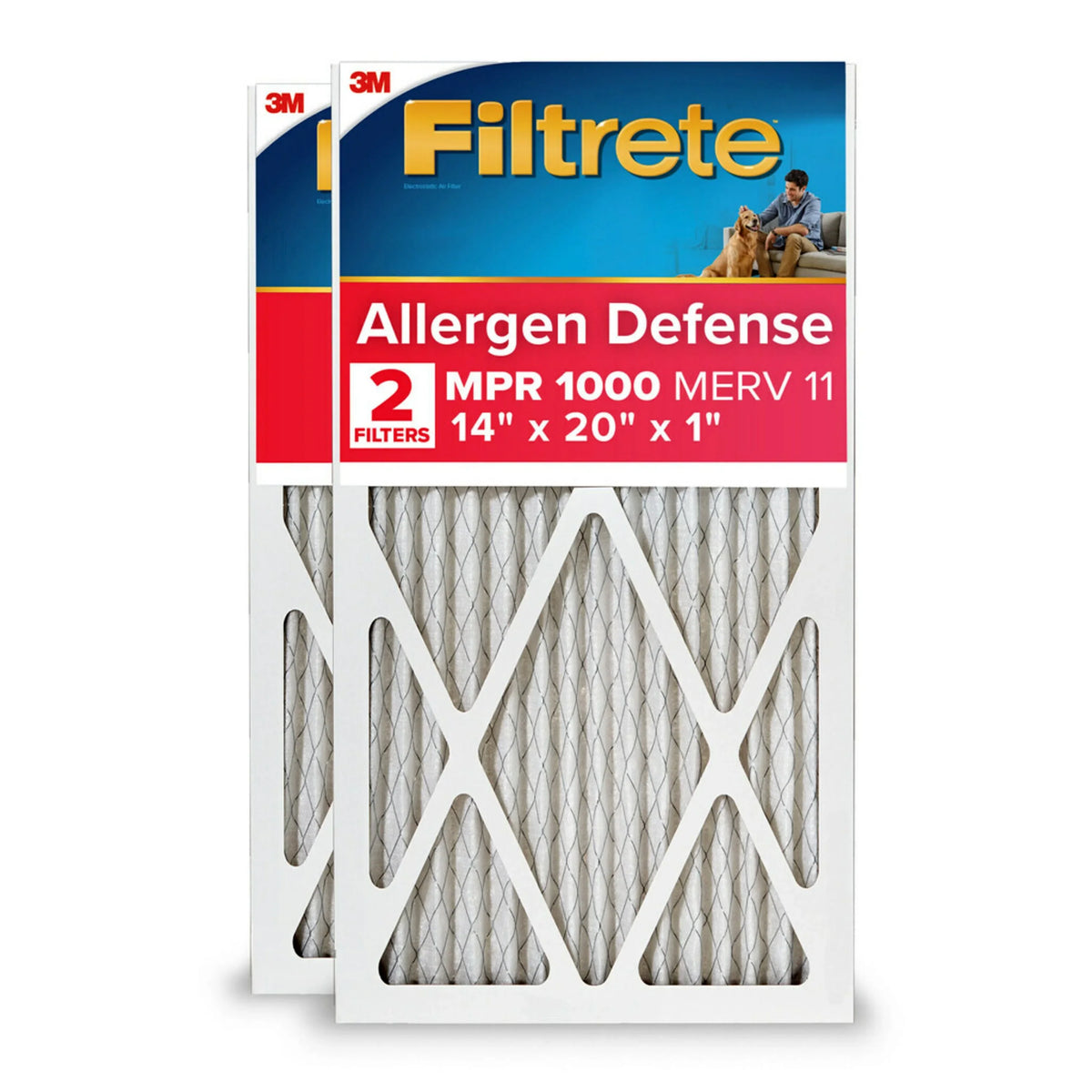 Air MPR Filters 1000 2 Filter, Defense, 14x20x1 11, MERV Filtrete Allergen