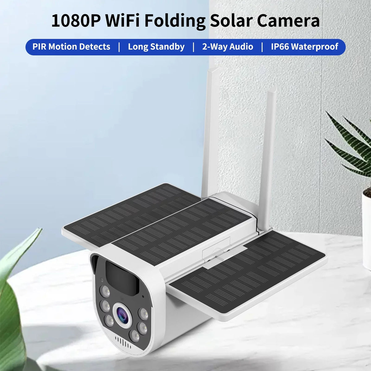 Motion Waterproof Solar Long PIR Folding Pristin 1080P Detection, Camera with IP66 WiFi 4G Standby Camera,