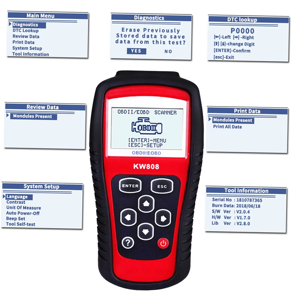 Cars / EOBD Code Code Auto Detection Auto Code OBDII Auto - KONNWEI Decoder EOBD Scanner,Scanner KW808 Cars / Cars Scanner EOBD Scanner Decoder KW808 Cars Code Scanner