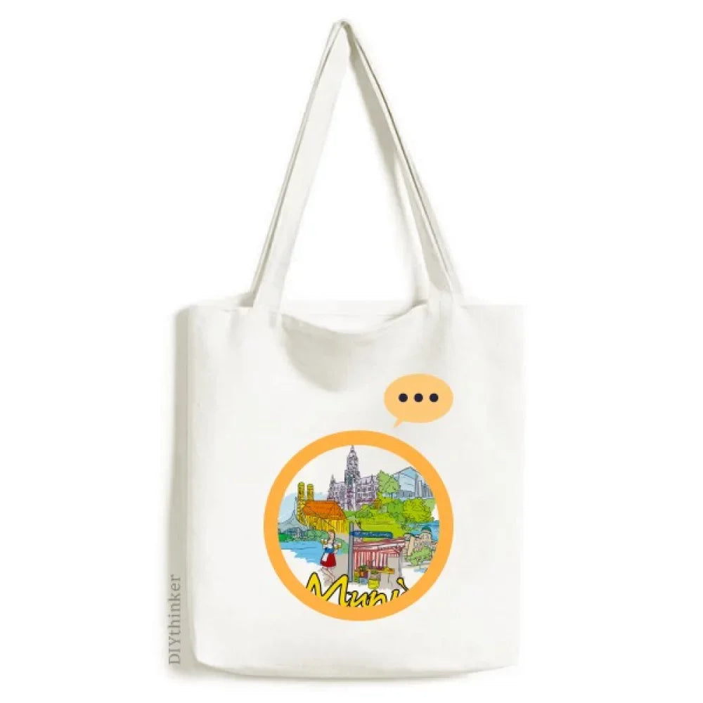 Expression Bag Germany Tote Shoulder Architecture Landmark Munchen Canvas Sack