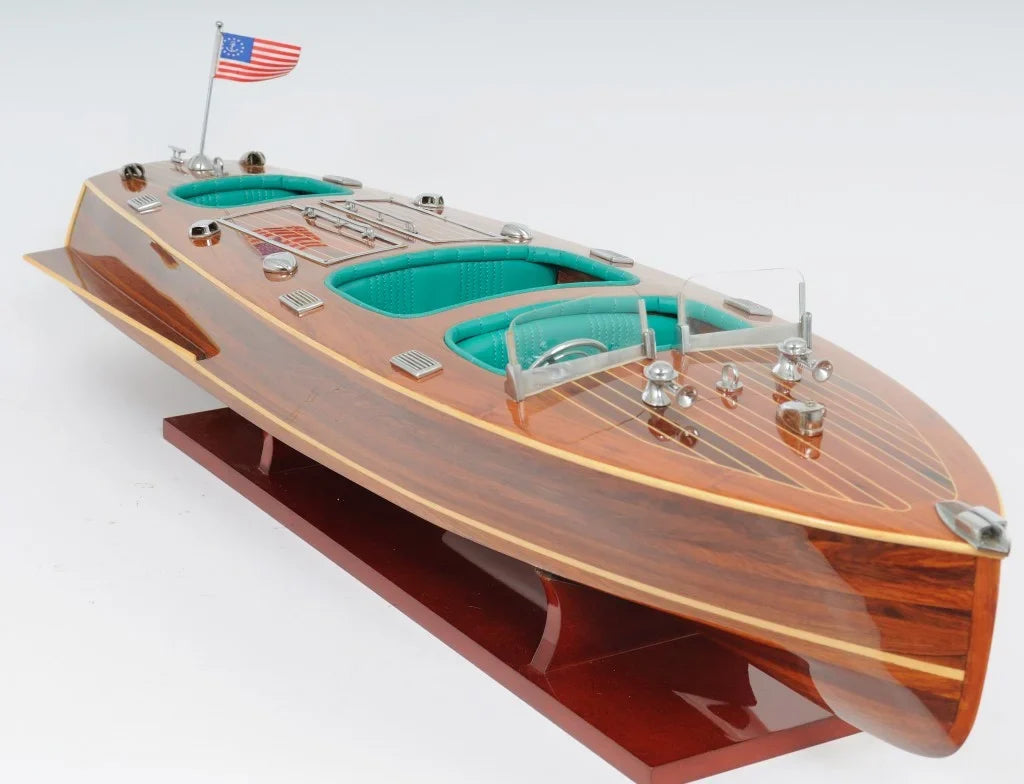 Painted 9 C1928 HomeRoots Boat Wood Hand Decorative Cockpit Brown Triple Chris in. Craft