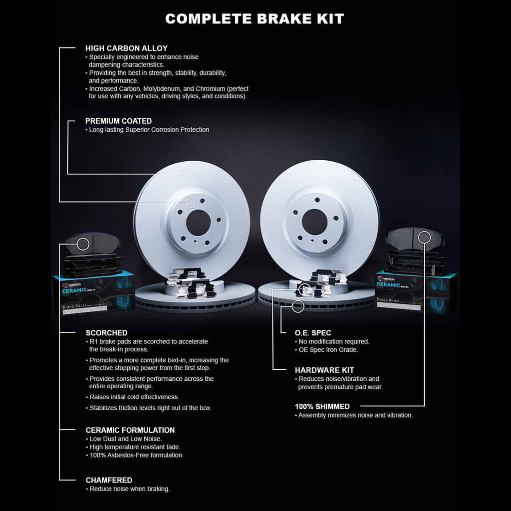 2002-2003 59054 Wdwh2 Carbon Ceramic select: Rotor Concepts Coated CIVIC HONDA SI Fits R1 R1 With Pads Concepts Brake