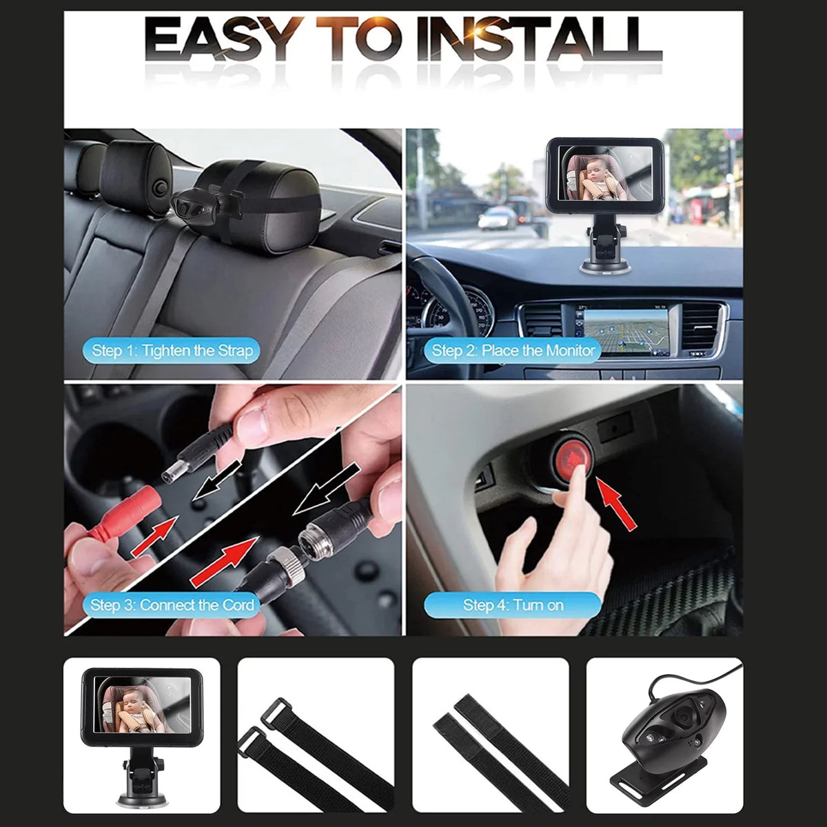 Vision Mirror View Monitor Baby Seat Seat Mirror Baby Display Display 5 Car Baby Inch Car Seat Car Seat View Rear Invigilator,Camera Car Camera Wide 5 Wide Dazzduo 150° Monitor 150° Baby 5 Inch