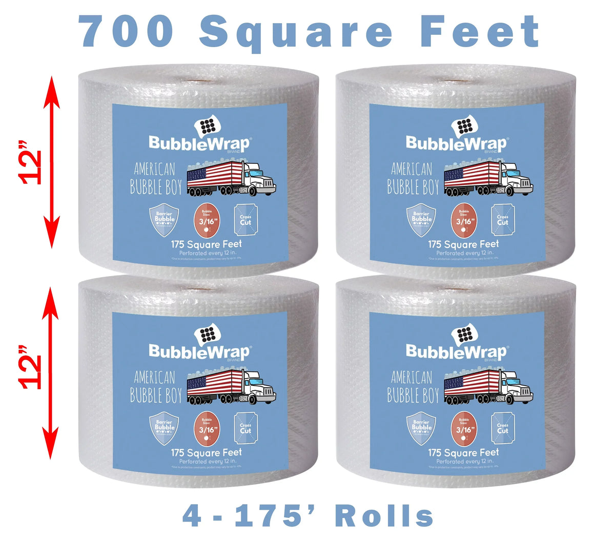 12 in By - ft Wrap Boy Cushioning x 700 Bubble Bubble American