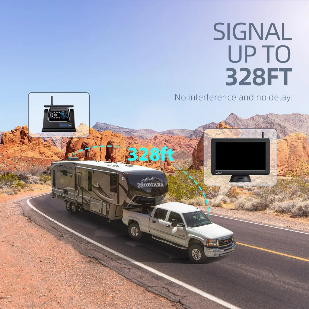 Wireless RV Infrared Camper Car for Truck DVR Solar eRapta Monitor Trailer 1 1080P ATYX7 Backup Min Night Car 7" Vision Camera Magnetic Installation