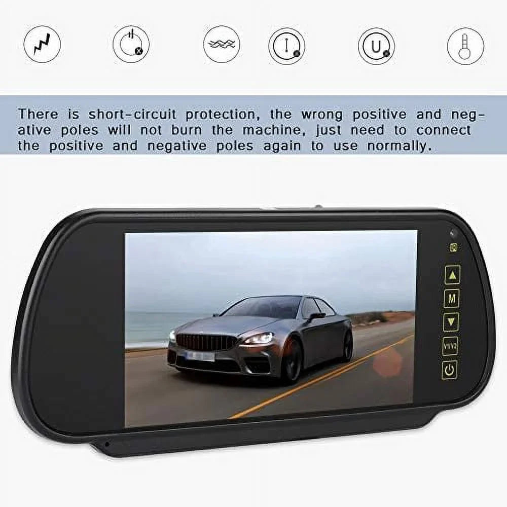 View Vehicle LCD 7 for Mirror Parking Car Bileeko Inch Rear Screen Monitor
