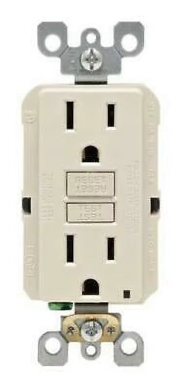 15 Outlet pk 1 Light Leviton 5-15R Duplex 125 volt GFCI Almond SmartlockPro amps