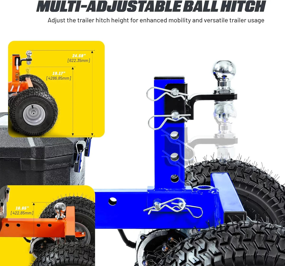 Quiet Dolly 600LB – Operation, Advanced Ski Electric 2" Commercial Goodyear Mount Ball 24V Mover Max 800W DC 7Ah, Hitch with 3600LBS Trailer Weight, Weight, RV/Boat/Utility/Jet Tongue Trailer