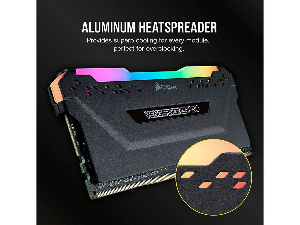 Vengeance PRO RGB 3200MHz C16 Memory 16GB DDR4 Desktop (2x8GB) Black Corsair LED -