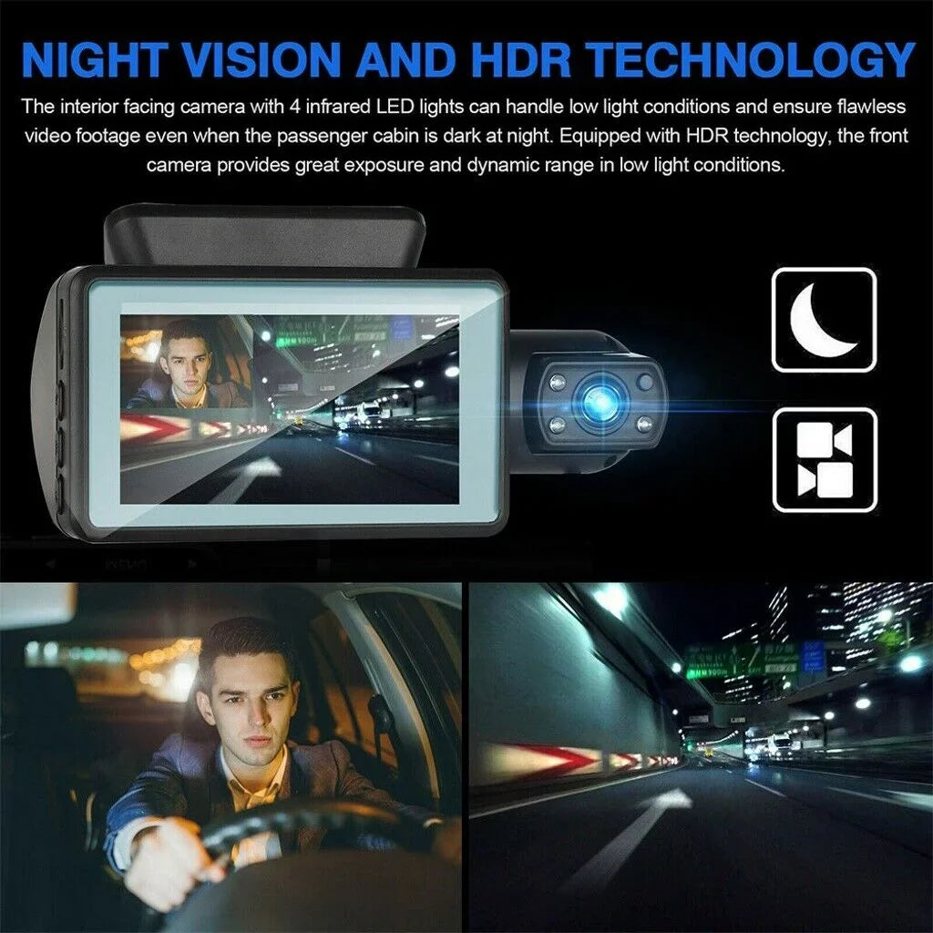 Lens, Inside and G-Sensor Front Dual Vision Angel Driving Card, W/32GB HD Car Car Cam Parking DVR Dash Recorder Dash Loop TF Camera for Cam Recording Car, 1080P Night Wide Dual