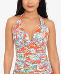 Women's Paisley Tankini Cup Orange Top Multi Size 6 Molded Lauren Ralph