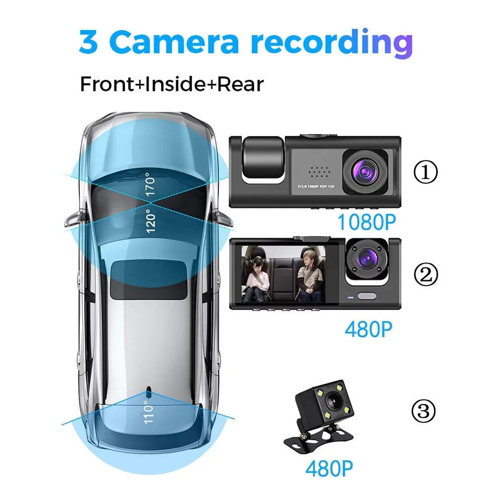 Angle Rearview Recorder Multi-Language Car Driving Clear Auto Camera Dash Car Cam Camcorder Safety Cameras Shinysix Interconnection Mirror Wide 3 Car Recording Video WIFI Recorder