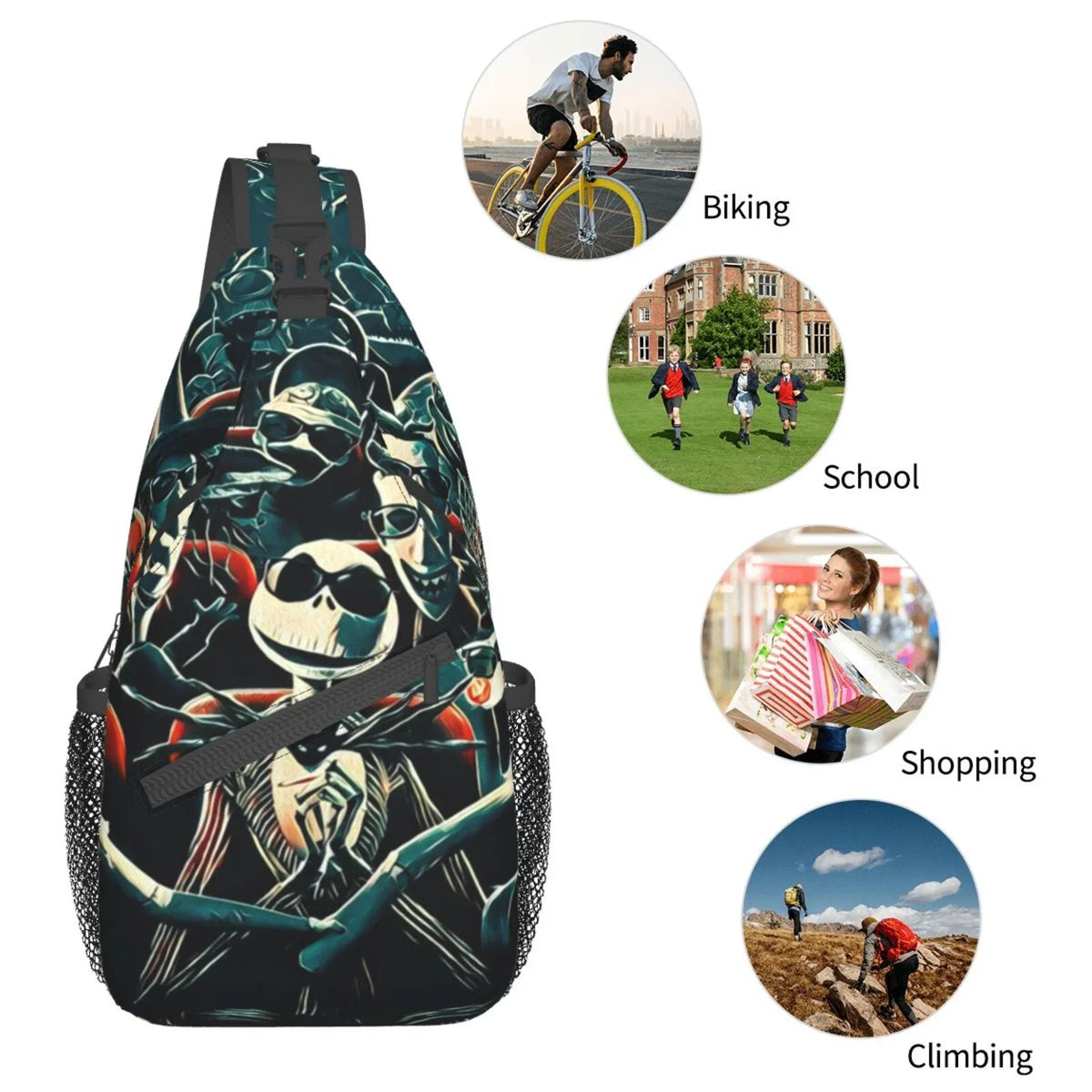 Gifts Shoulder Men Bag Hiking Skellington Backpack Crossbody Sling Chest Women Daypack Travel Jack Bags Unisex For