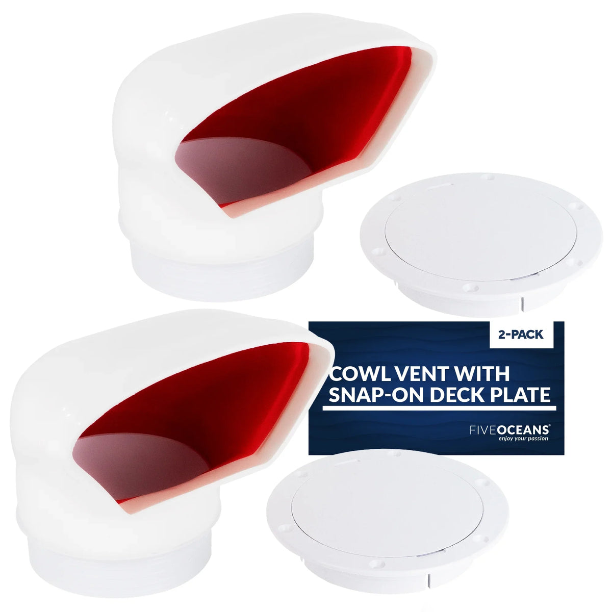 Cover, or for PVC, Cabin Air FO88-M2 Deck Snap-On Pack 2 - Cowl and and Intake Plate Oceans with Profile Vent Interior, Ventilation Low Red Five UV-Resistant 3-Inch Flexible