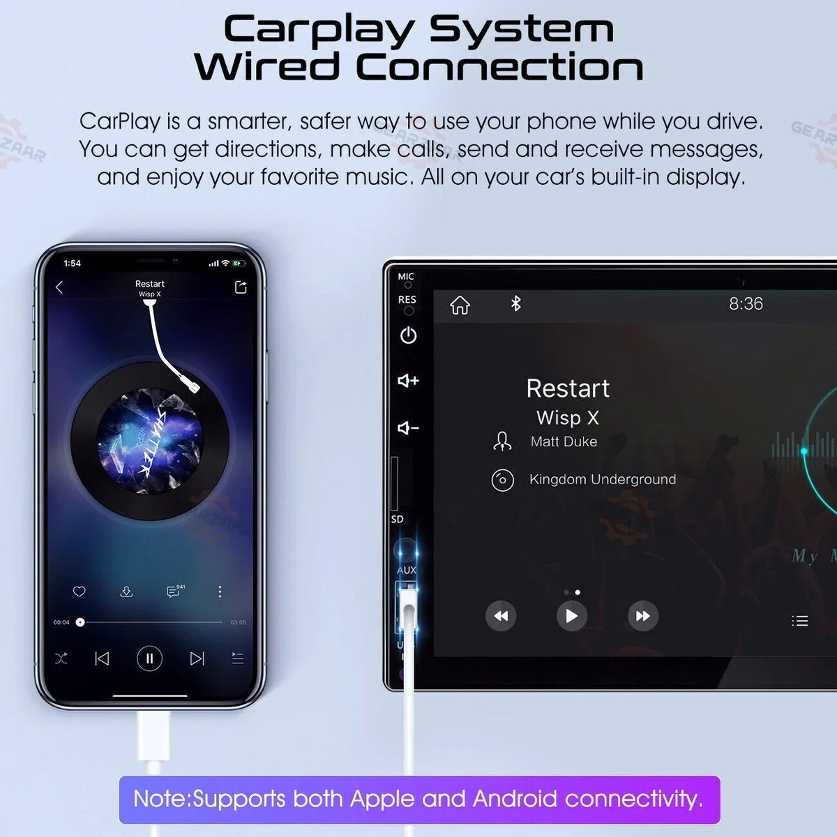 '+ Camera Touch Android/Apple 2Din Screen Double 12LED Player 7" Carplay Radio Stereo Car