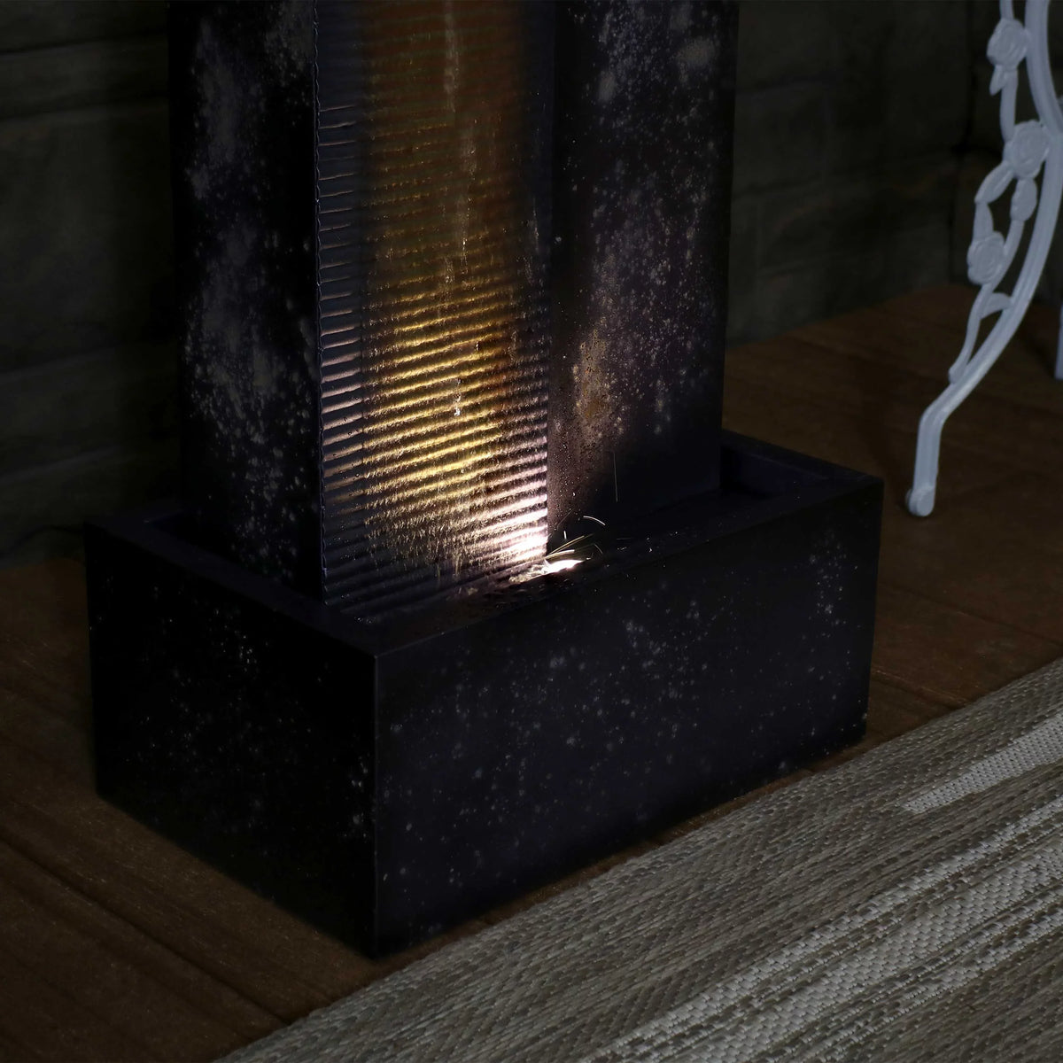 Fountain LED Lights Outdoor with Tower - 32" Metal Sunnydaze Cascading