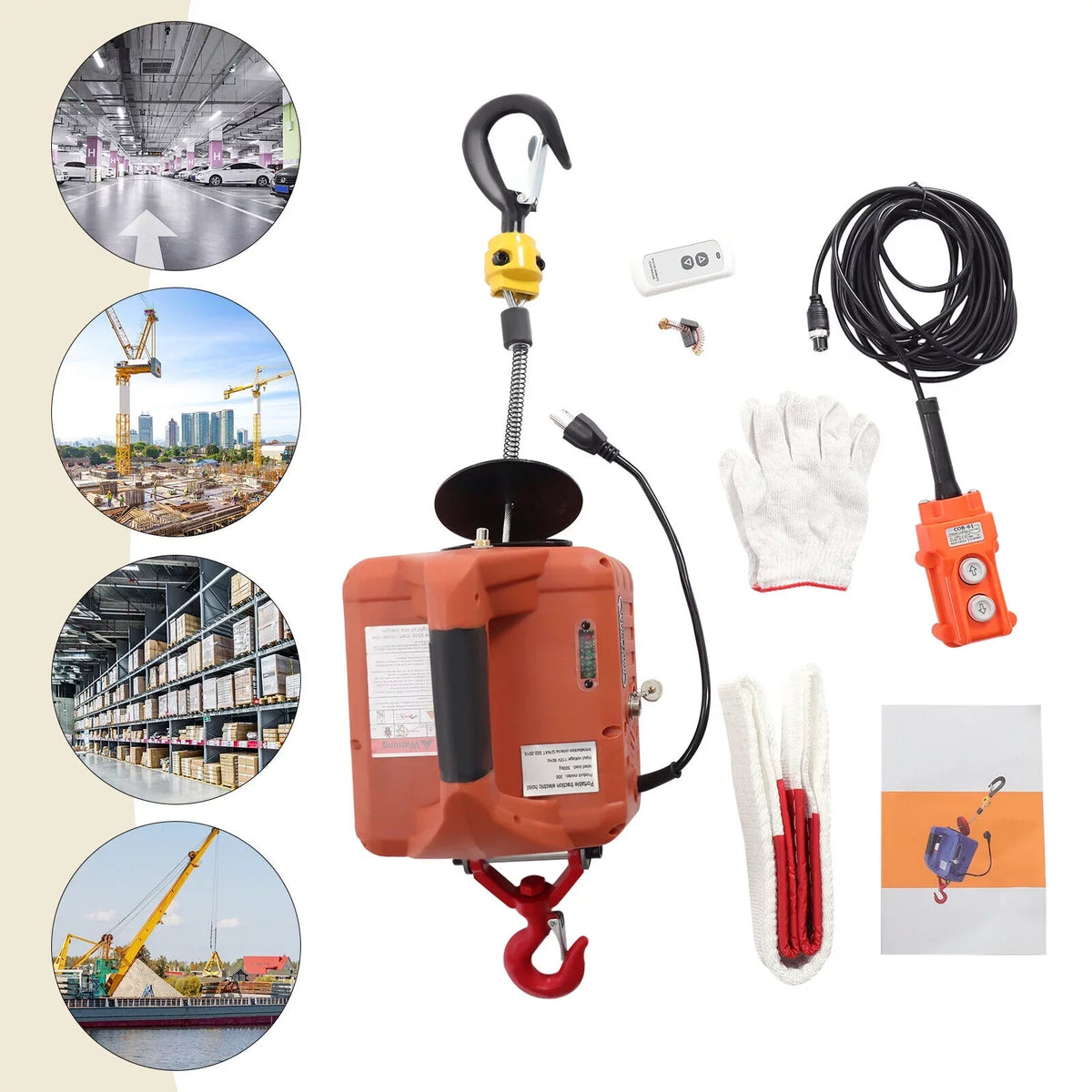 Crane 1100 Control 3-in-1 Winch ZhdnBhnos Lift 110V LBS Electric Portable Remote Wireless Hoist Kit