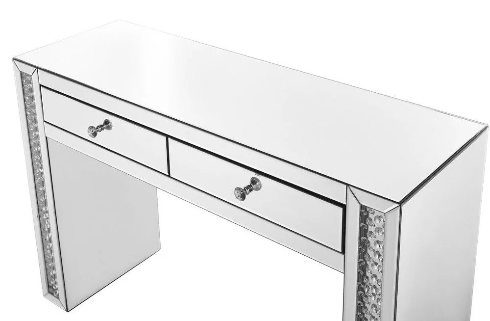 Bedroom 47" Desk Vanity Elegant Decor Mirrored Modern Crystal Clear