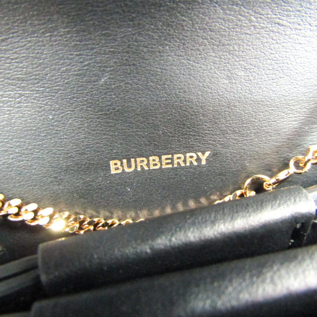 (Good) Case Burberry 8011333 Case Chain Leather Card Pre-Owned Coin Black