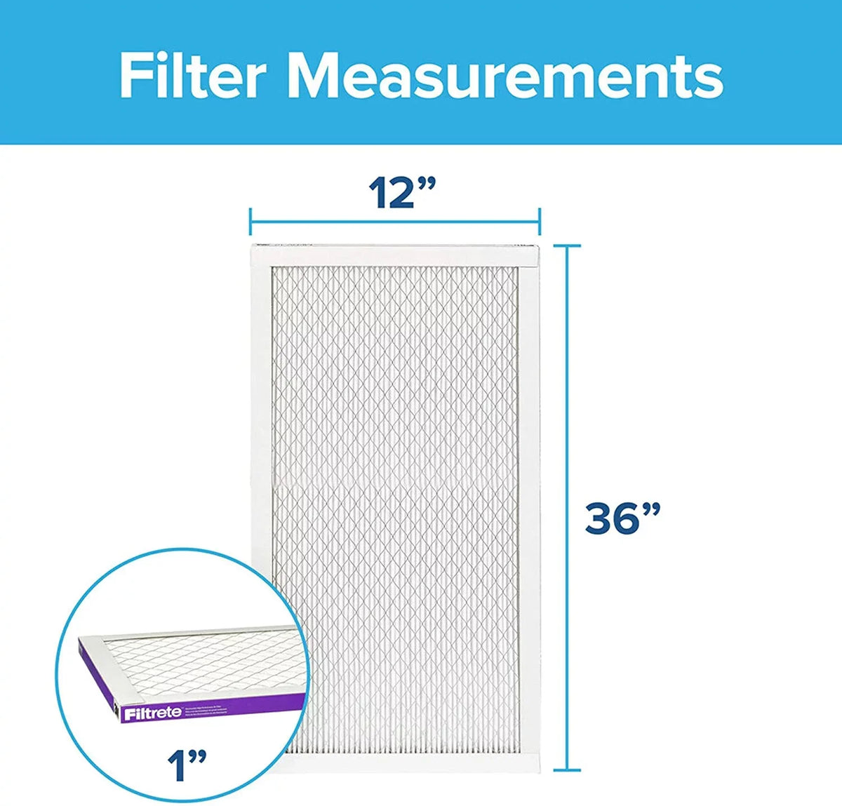 Filter, Air Filtrete Allergen, Furnace 12x36x1, Living 1500, Ultra Healthy 11.69 6-Pack (exact MPR AC 35.69 x 0.78) x dimensions