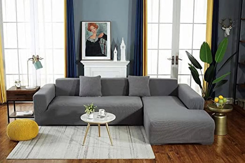 Pets, Washable Living Thick Nvzi Room 3 L Seater:70-84 3 Light Sectional 4 Stretch Covers 1 Couch Gray, Durable Sectional Slipcover Dogs Sofa 2 Furniture Seater, Shape Covers Protector…, inch Couch