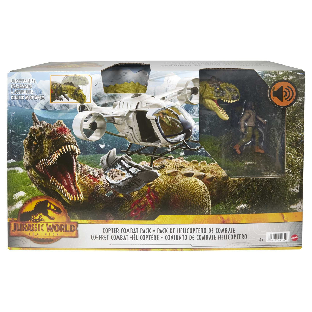 Figure Combat Jurassic Pack & World Action DinosaurToy Kayla with Copter Dominion Helicopter,