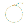 Gold 5.50"-7.50" Turquoise Enamel Bracelet Yellow Women's Piatto Bead Adjustable 14K Light