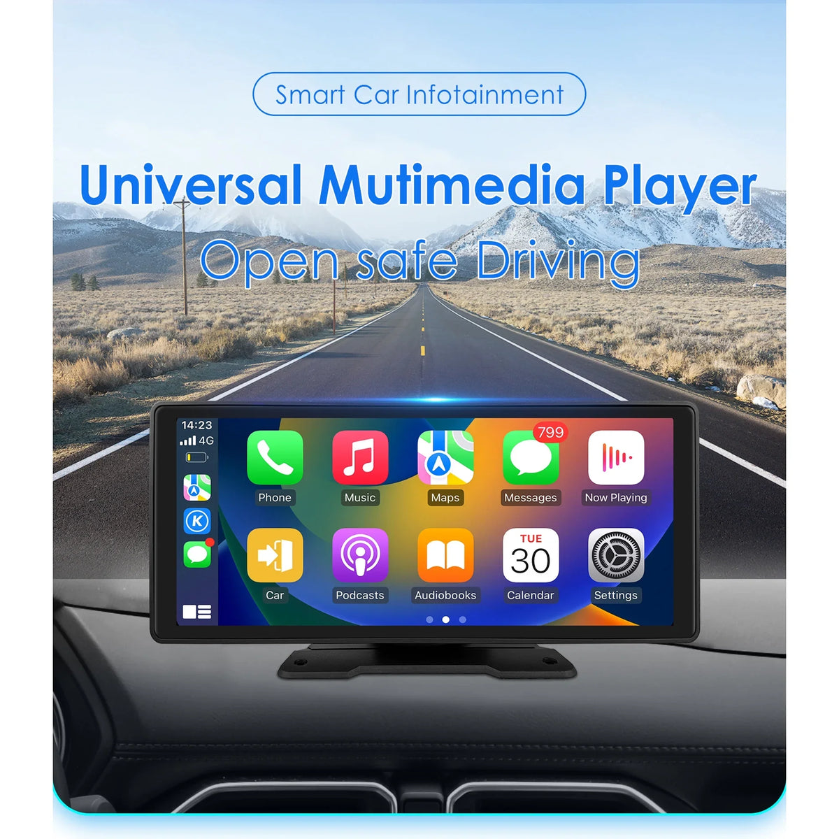 Apple Radio Unit Touchscreen Bluetooth 10.26" Auto Head Navigation Adjustable Mirror Link GPS FM Car Stereo Player 360° Carplay Android