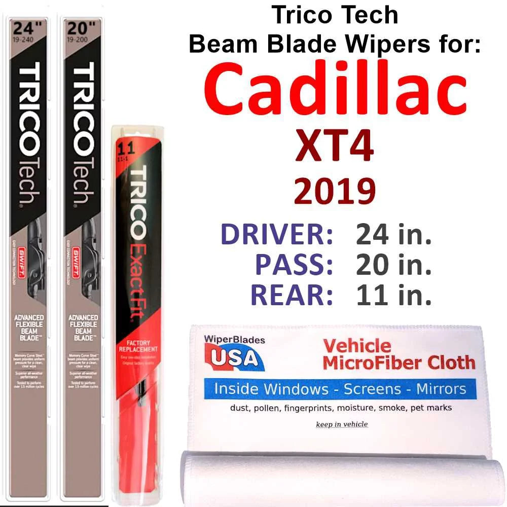 2019 Wipers Blade (Set Beam Wiper XT4 w/Rear Cadillac 3) of