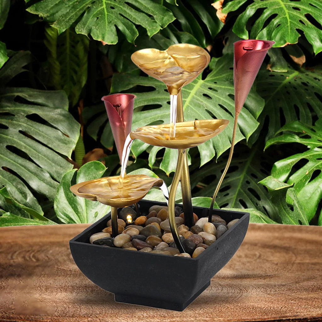 for Waterfall Water Light Fountain LED Fountain Water Home Warm Garden Farmhouse Tabletop Indoor Lighted Circular Decoration with