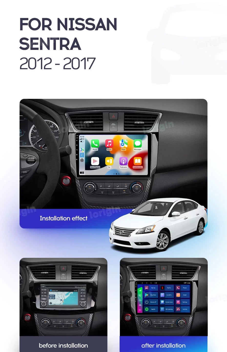 GPS Sentra Nissan B17 carplay Navigation with For backup - Player Video 2017 Android Car auto Multimedia camera Support 2012 Radio 2-16G