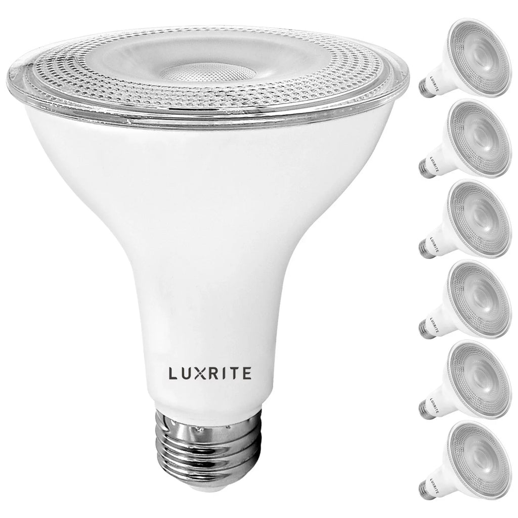 White Cool 6-Pack Rated UL Listed LED Dimmable PAR30 Wet 11W Lumens 4000K Light 850 Base E26 Flood Bulb Luxrite