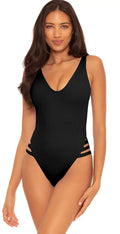 BLACK Virtue Rib Small Sophie Rebecca Becca Swimsuit, One-Piece Fine by Line US