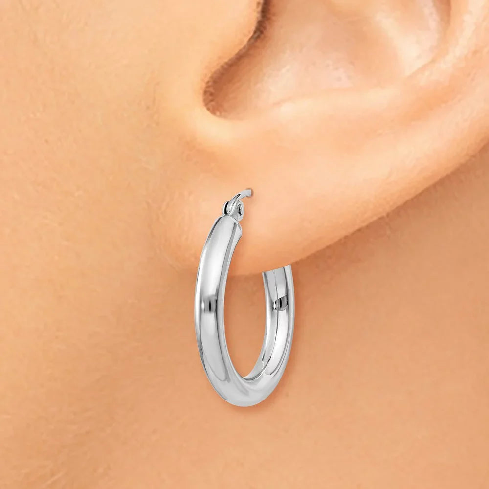 Women Men for Lightweight Adults Earrings; Tube White 14kt Polished for Teens; 3mm Hoop Gold Real and and