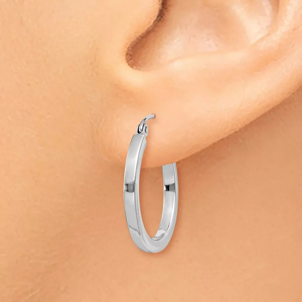 Hoops; Square Princess Men Gold White Real for Tube 2mm and for Teens; 14kt and Women Adults