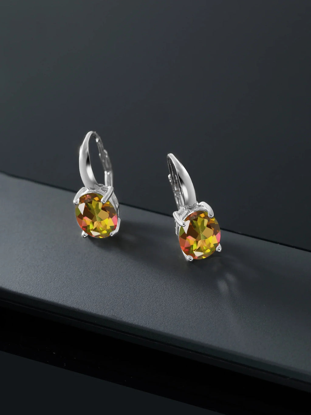 Earrings 925 Gem Oval Topaz Ct Stone King Mango Sterling Silver Mystic 9.00