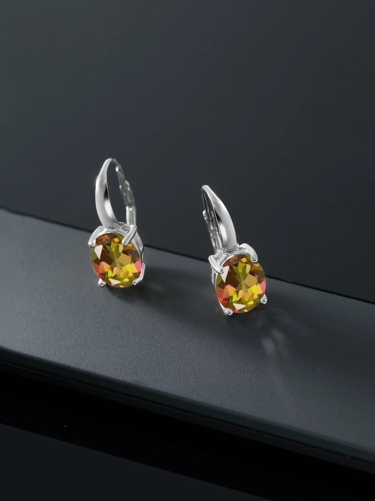 Earrings 925 Gem Oval Topaz Ct Stone King Mango Sterling Silver Mystic 9.00