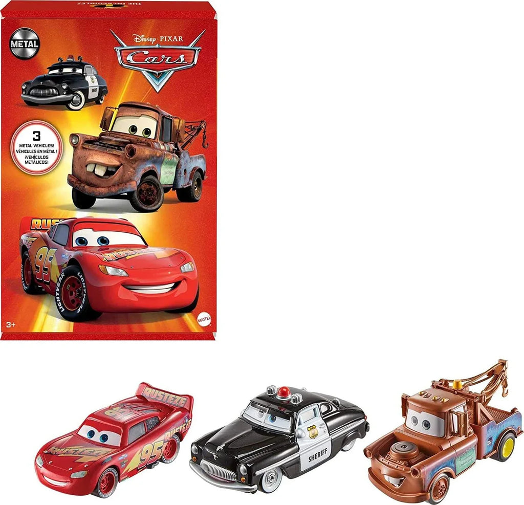Cars Lightning Cars McQueen 3-Pack Disney & Mater Pixar 3 / Diecast Sheriff,