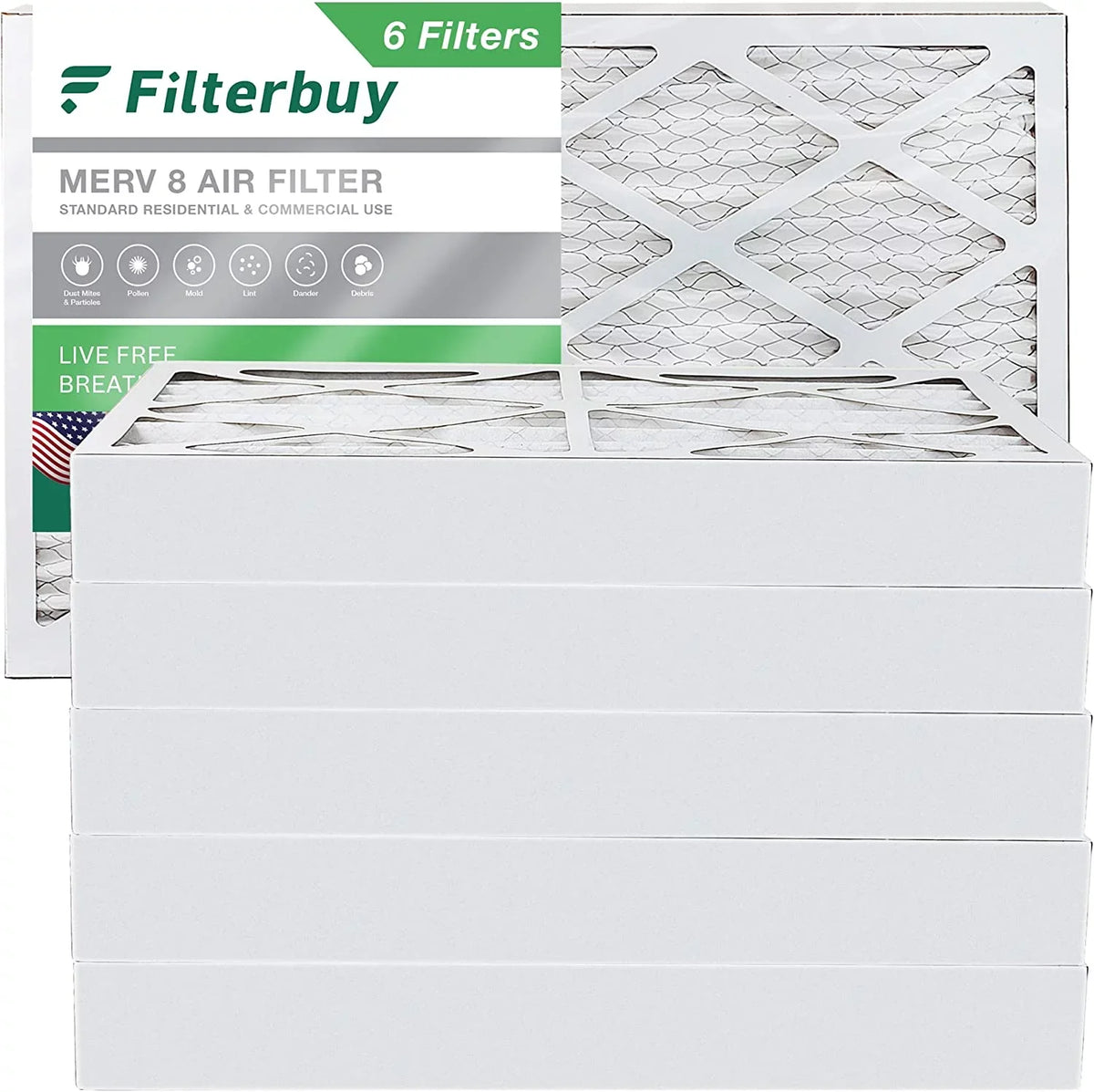 Pleated AC Filterbuy 8 8x20x4 Furnace (6-Pack) Filters HVAC MERV Air