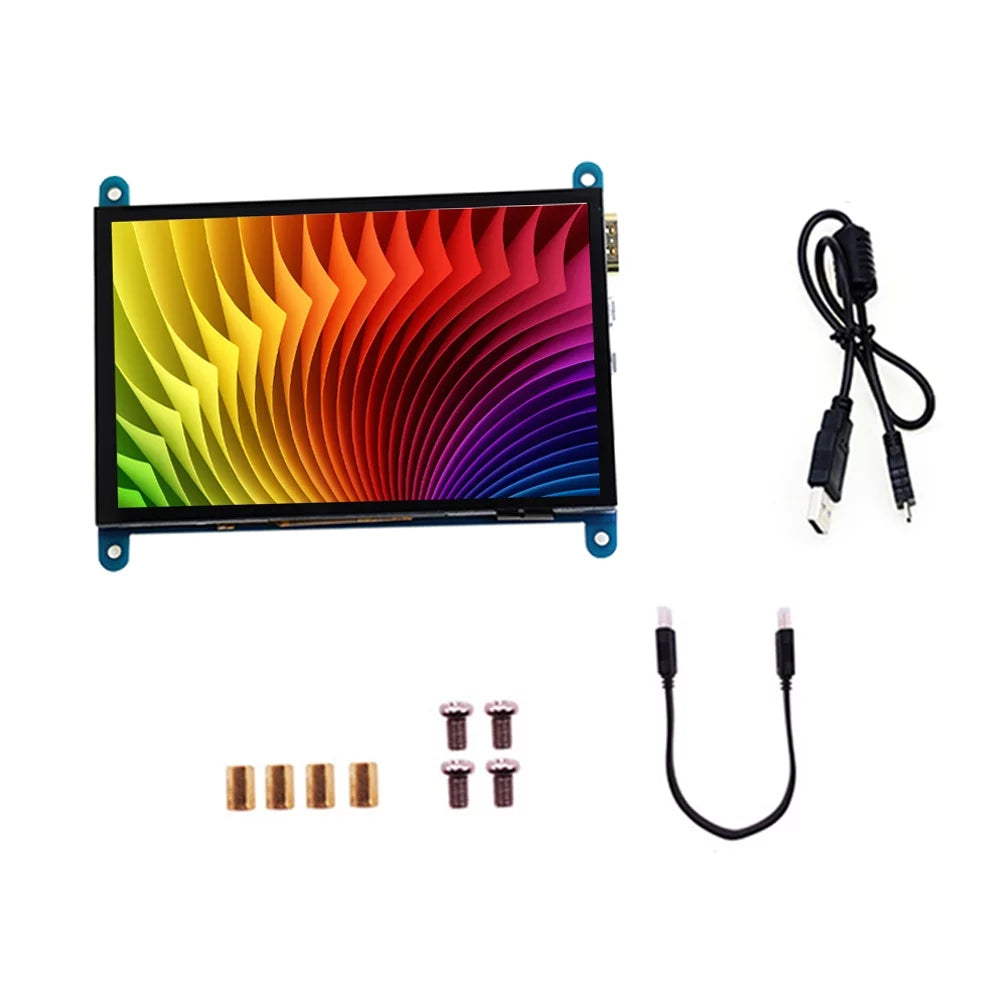 Interface Compatible Educational with Touchscreen USB Pi 800*480 Small Tool Inch with Capacitive Htovila Raspberry Portable Resolution 5 Display