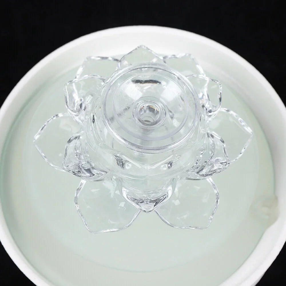 Waterfall Desktop Ornament Teahouse Lotus Desktop Fountain Tabletop Fountain Water Fountain, Decor Crystal Flowing Office Water White