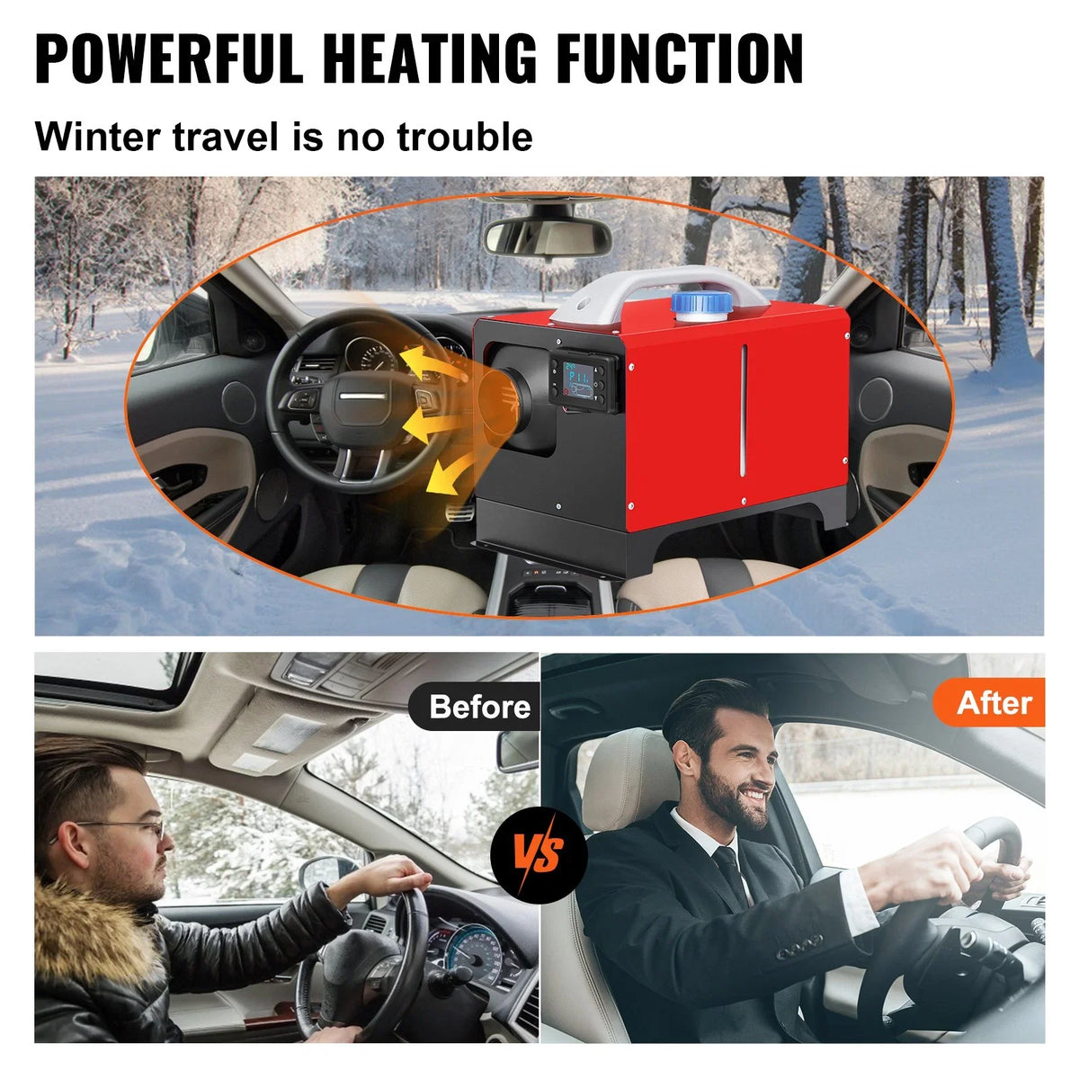 LCD, RV with Heater, 12V Motorhomes Heater, Trailer, Bus, Diesel Fast 5KW Heating Remote Black Truck Car Outlet Heater, Diesel For Mini Control, Hole, VEVOR Single Truck, Boat, Air Heater, Parking