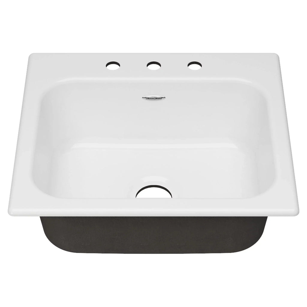 25 Drop-in Brilliant in American Sink Single Kitchen Bowl 3-Hole White Standard Iron in. Quince Cast