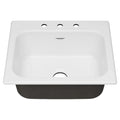 25 Drop-in Brilliant in American Sink Single Kitchen Bowl 3-Hole White Standard Iron in. Quince Cast