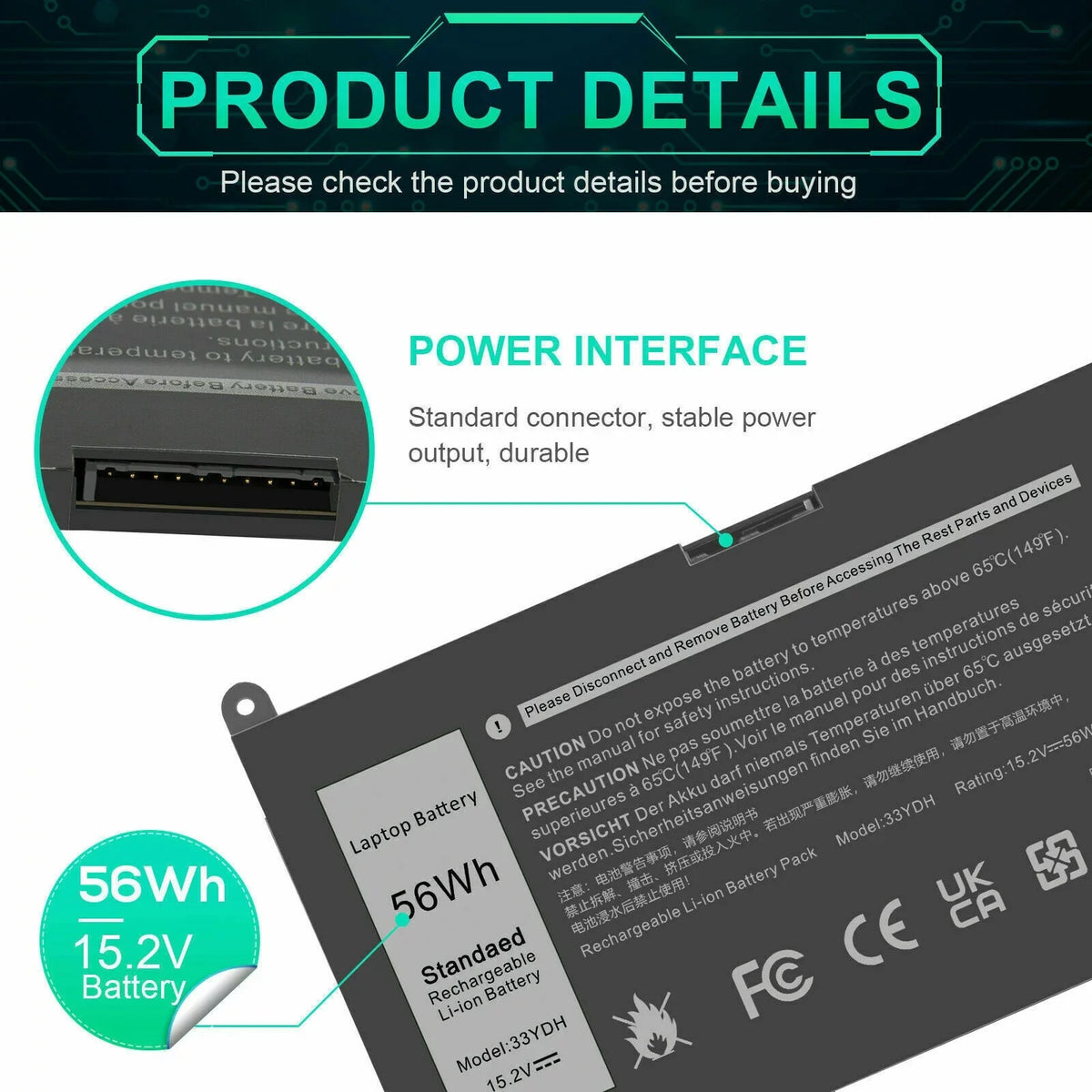 56WH 7778 33YDH DELL - 7773 56WH 7577 INSPIRON BATTERY J9NH2 FOR LAPTOP