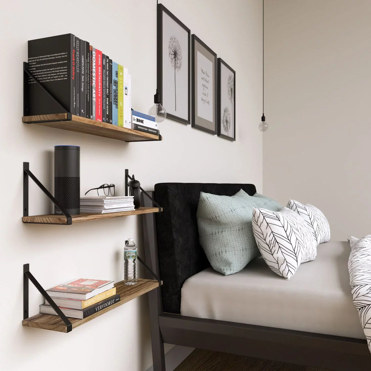 Natural Wallniture Set Shelves Shelf of Organizer, Burned, Bathroom Storage Toilets Float Bora Laundry 24" Over 3 Wall the