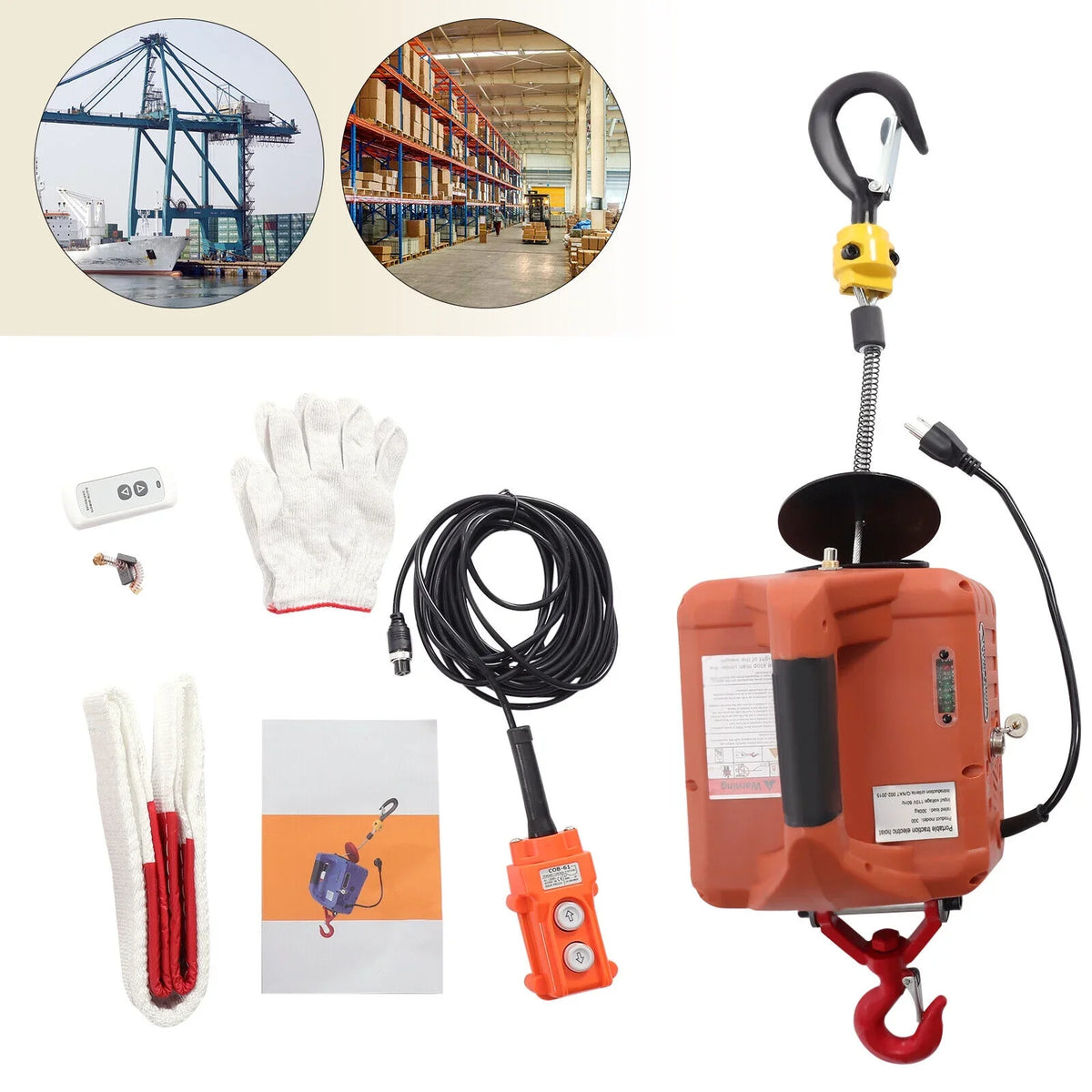 Crane 1100 Control 3-in-1 Winch ZhdnBhnos Lift 110V LBS Electric Portable Remote Wireless Hoist Kit